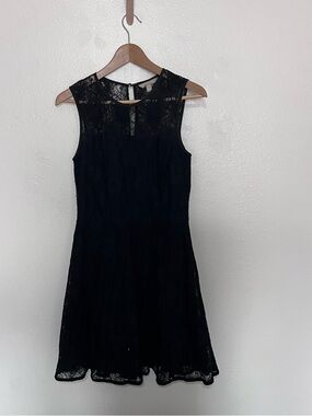 Banana Republic Black Floral Lace Fit and Flare Dress Sleeveless Size 4 LBD